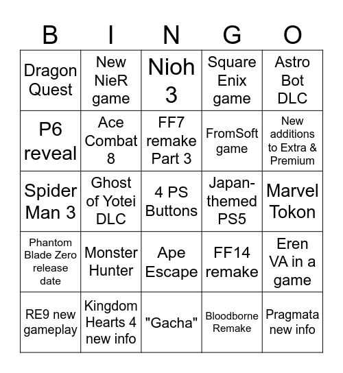 State of Play 11.11.25 Bingo Card