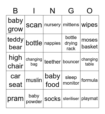 Baby Bingo Card