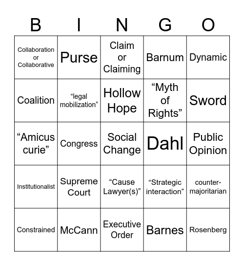 Law & Policy Bingo Card