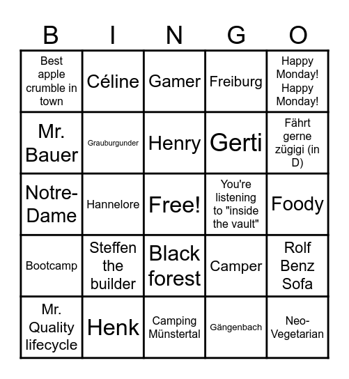 Steffens Bingo Card