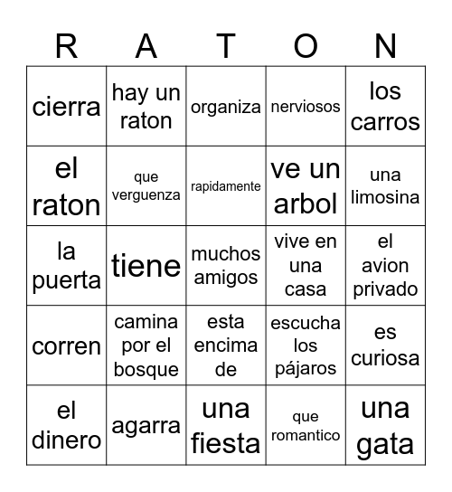 El Raton Curioso Bingo Card