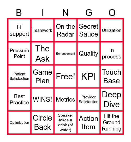 Corporate Lingo Bingo Card