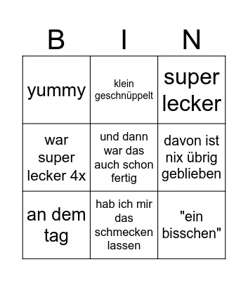 Bananenfrau Bingo Card