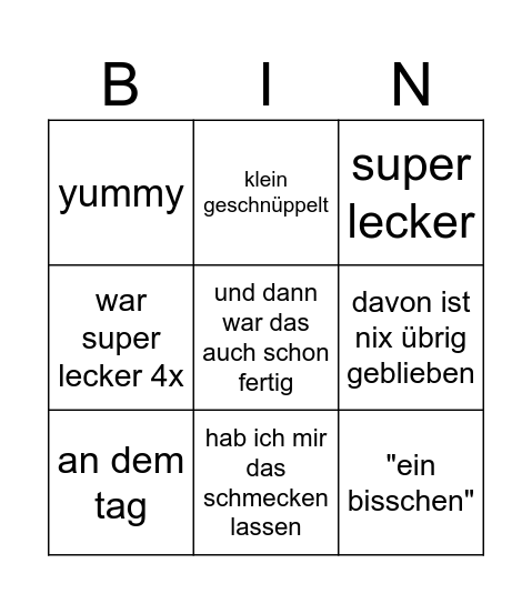 Bananenfrau Bingo Card
