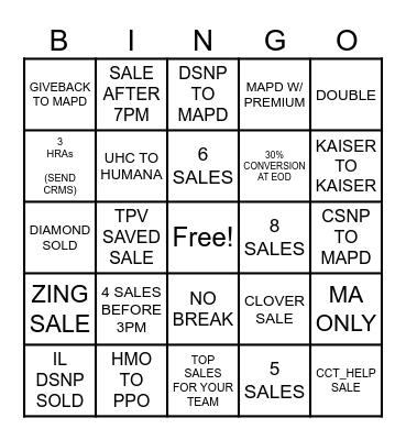HEALTHINSURANCE.COM Bingo Card