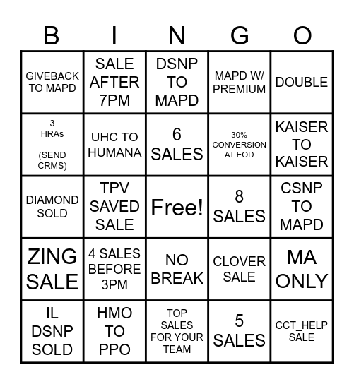 HEALTHINSURANCE.COM Bingo Card