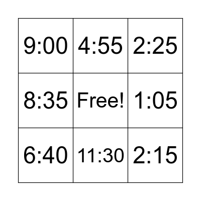 Do you have the time? Bingo Card