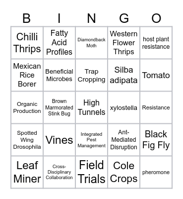 ENTOBINGO at Entomomology 2025 Bingo Card