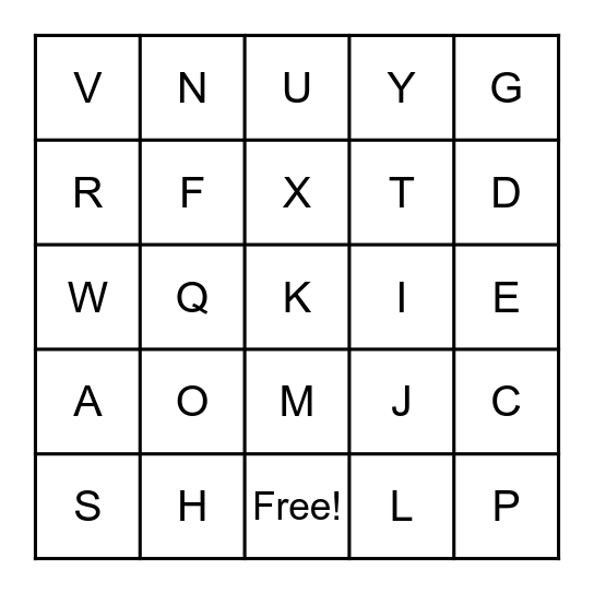 Alphabet Bingo Bingo Card