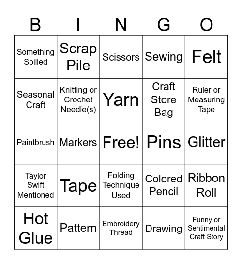 Craft Bingo Card