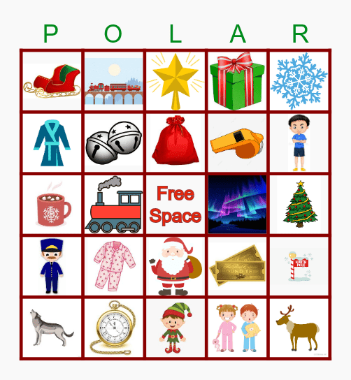 Polar Express Bingo Card