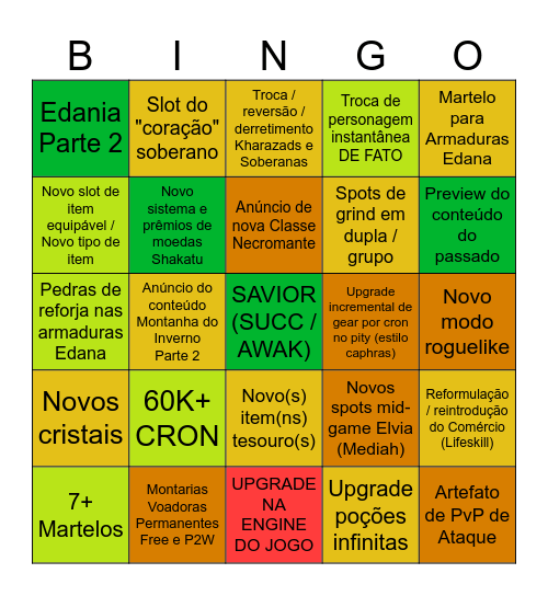 Calpheon Ball 2025 Bingo Card