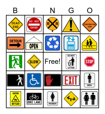 Community Safety Signs BINGO! Bingo Card