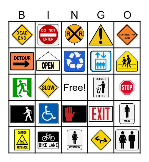 Community Safety Signs BINGO! Bingo Card