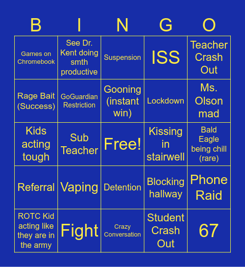 SCHS Bingo Card