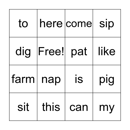This Pig Bingo Card