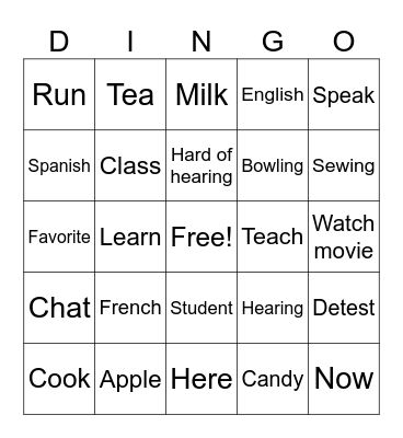 Unit 2 Dingo Bingo Card