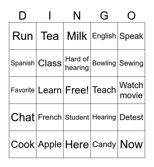 Unit 2 Dingo Bingo Card