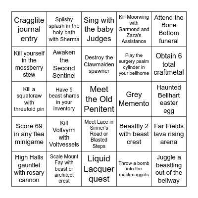 Silksong Bingo Card