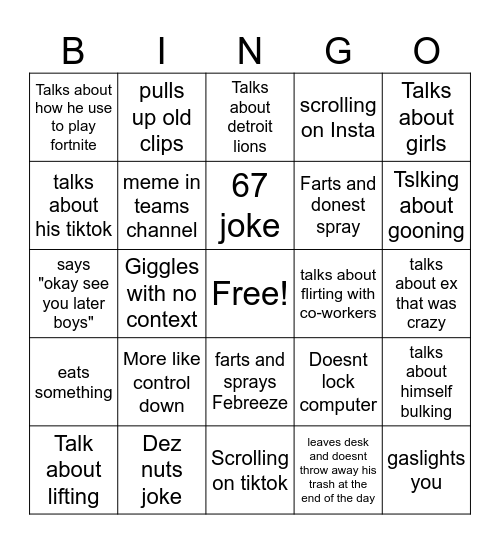 David quips Bingo Card