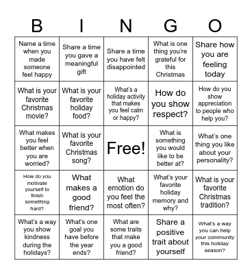 Christmas Bingo Card