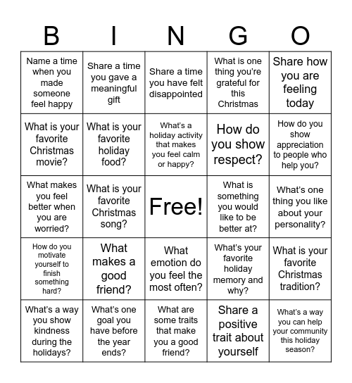 Christmas Bingo Card