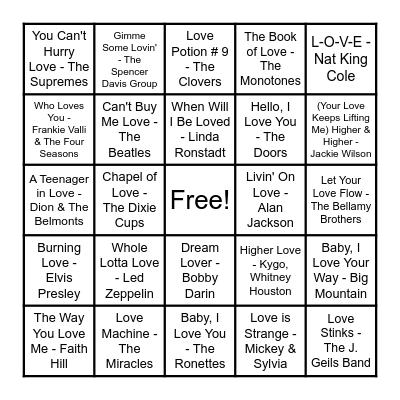 LOVE IS IN THE AIR Bingo Card