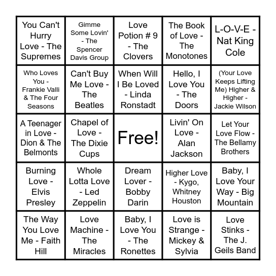 LOVE IS IN THE AIR Bingo Card