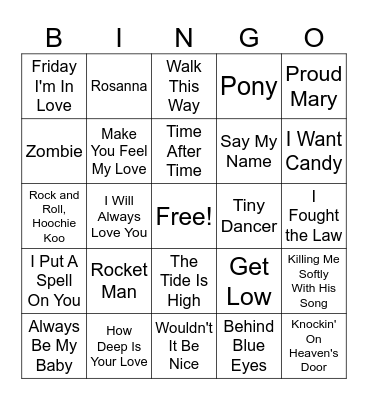 Cover Me Bingo Card