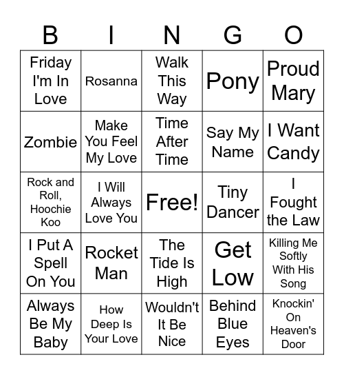 Cover Me Bingo Card