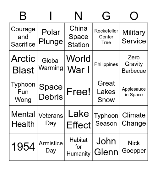 CNN 10 11/11/2025 Bingo Card