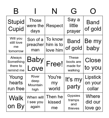 FEMALE FAVOURITES Bingo Card