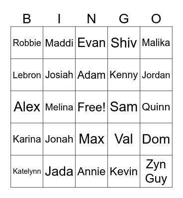 CHATHAM PEOPLE Bingo Card