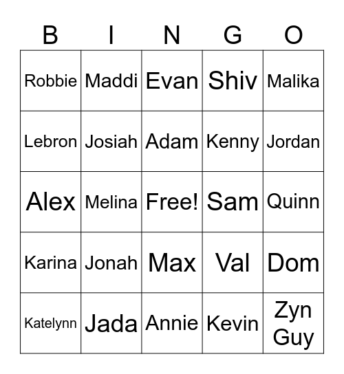 CHATHAM PEOPLE Bingo Card