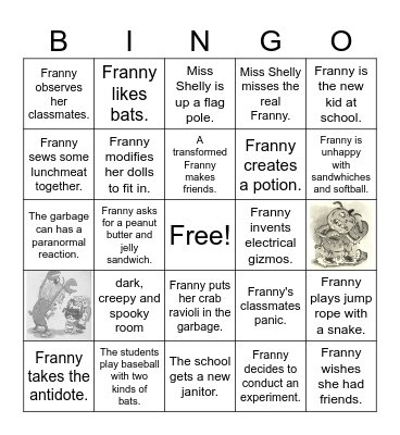 Franny K. Stein: Lunch Walks Among Us Bingo Card