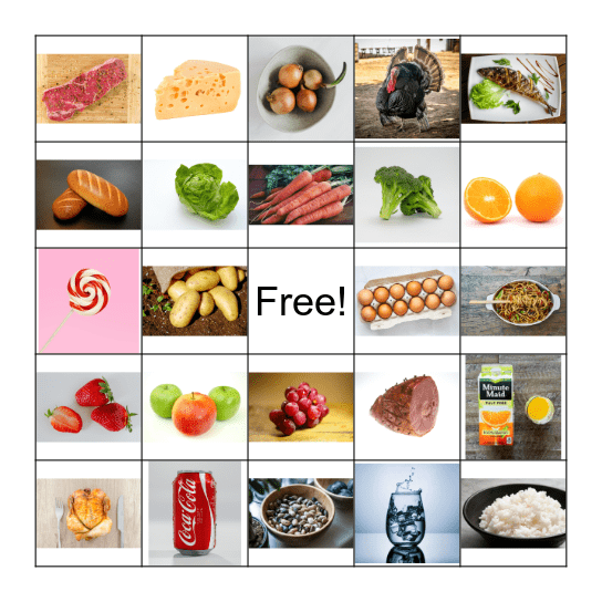 Food Bingo Card