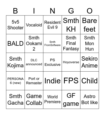 STATE OF PLAY BINGO Card