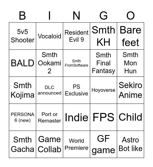 STATE OF PLAY BINGO Card
