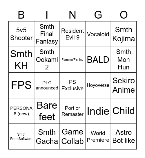 STATE OF PLAY BINGO Card