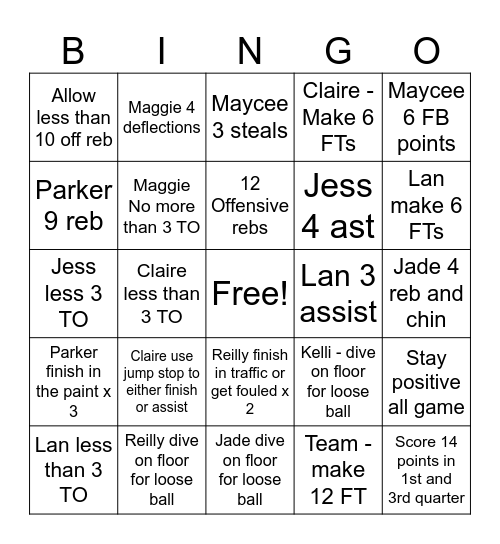 Lady Owls vs Whoever Bingo Card