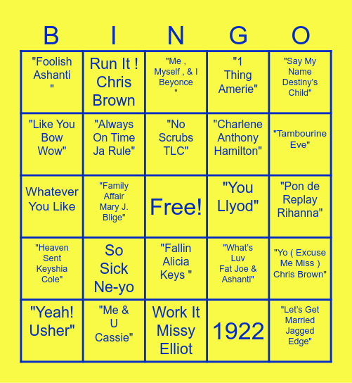 The Rhoyal Remix Bingo Card