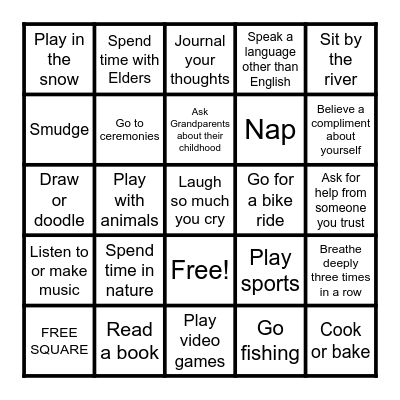WELLNESS BINGO Card