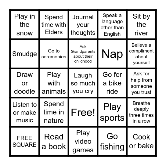 WELLNESS BINGO Card