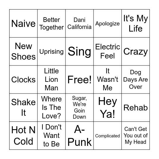 Rounds 3 & 4 - 2000's Bingo Card