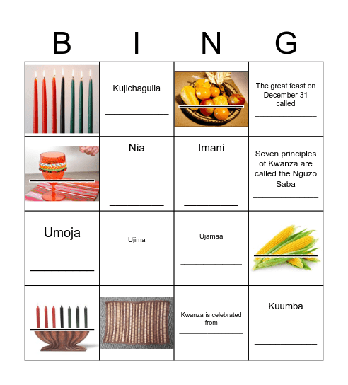 KWANZA BINGO Card