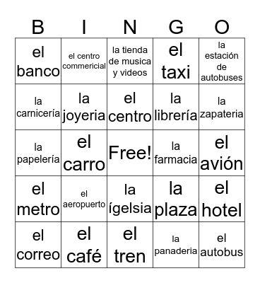 La Cuidad  Bingo Card