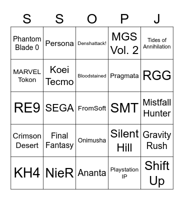 State of Play JAPAN Bingo Card