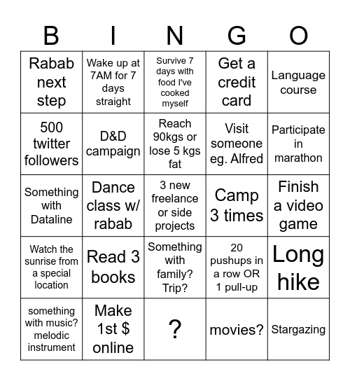 2025 Bingo Card