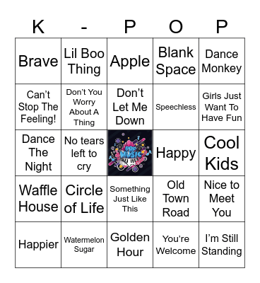 POP Music Bingo Card