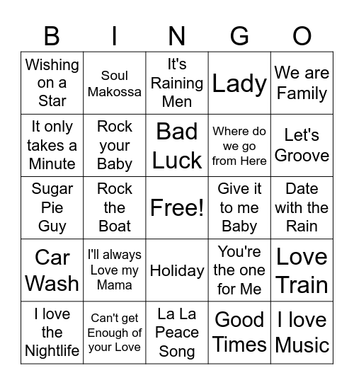 Disco game 3 Bingo Card